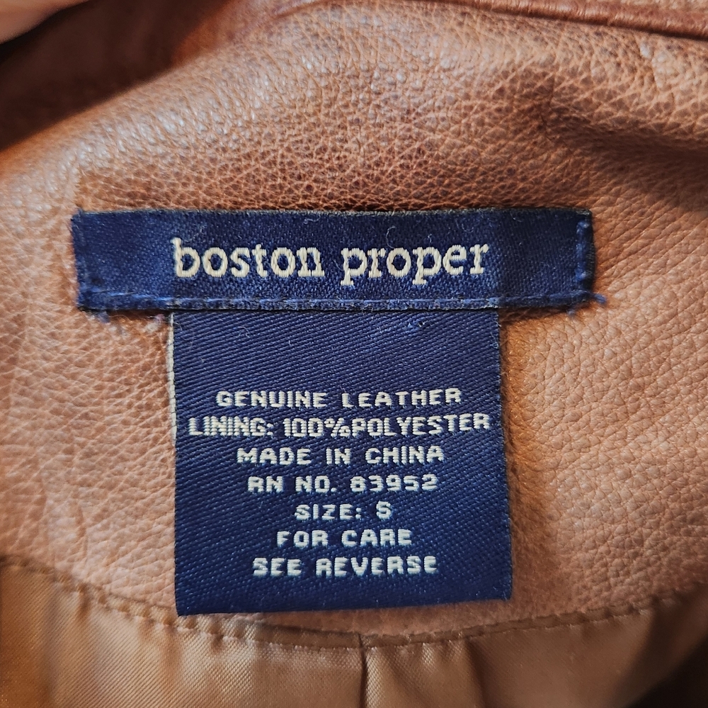 Boston Proper Genuine Leather Moto Jacket Size Small - Picture 3 of 10